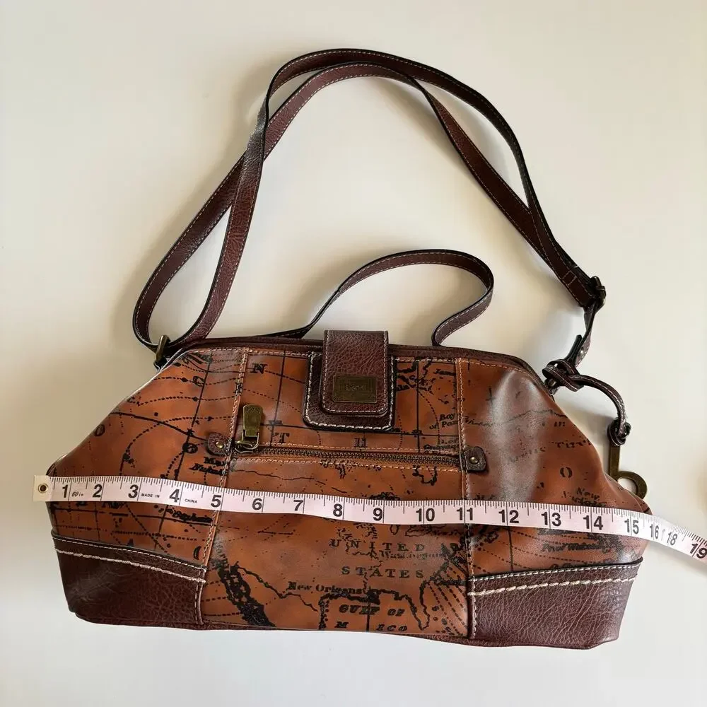 B.O.C Born Concepts World Map Faux Leather Purse Over The Shoulder Handbag Boho